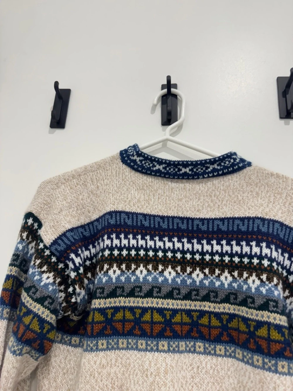 Beige Fair Isle Crewneck Sweater from Peru